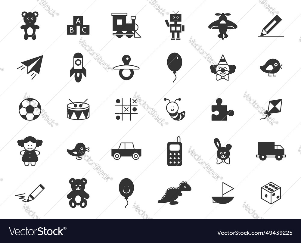 Set toys icons on white background