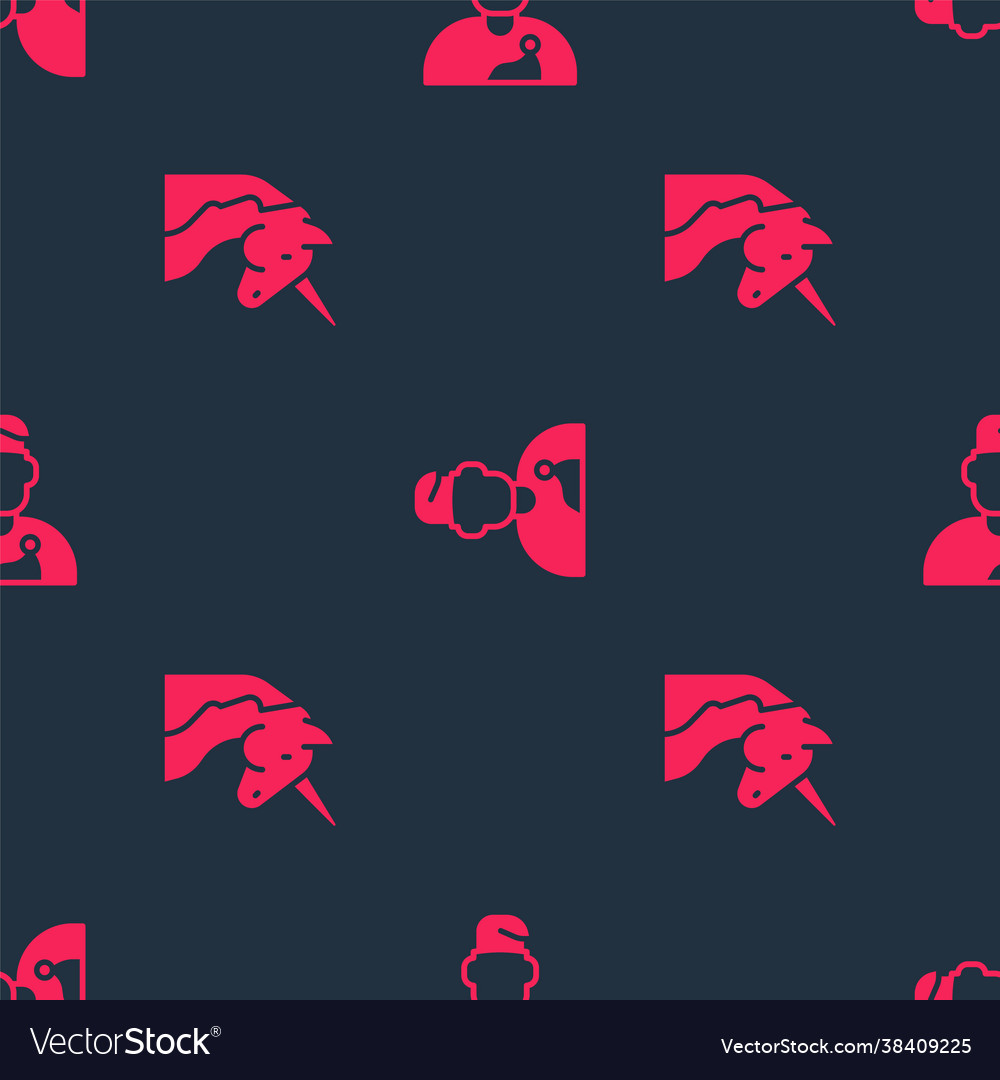 Set unicorn and wizard warlock on seamless pattern