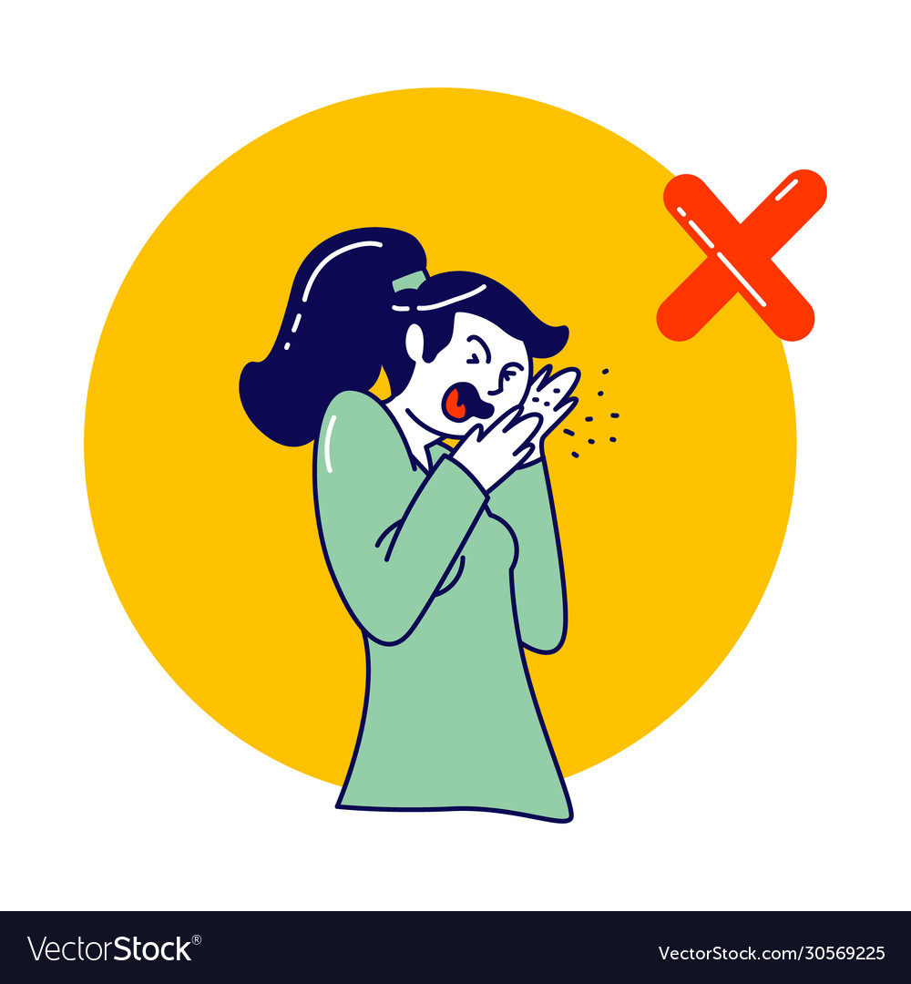 Sick woman character coughing wrong way spraying Vector Image