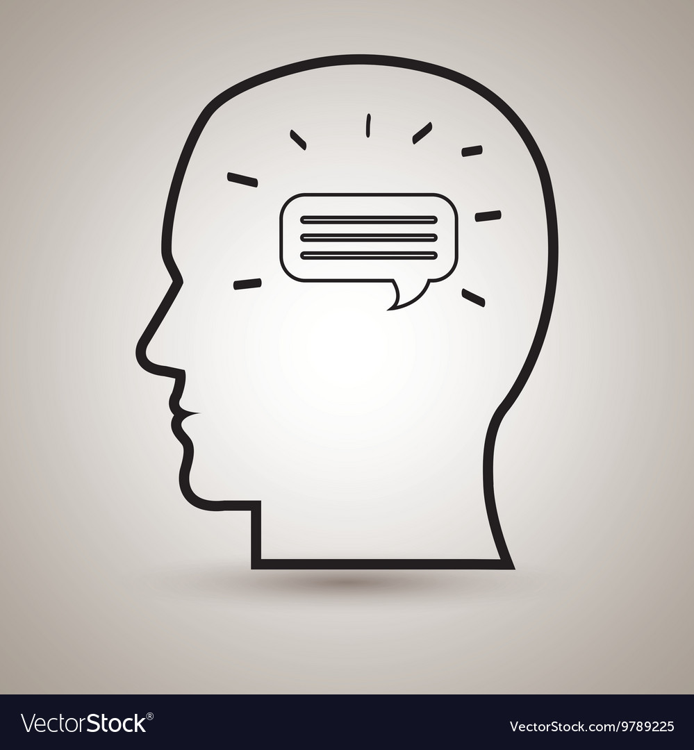 Silhouette with thought isolated icon design