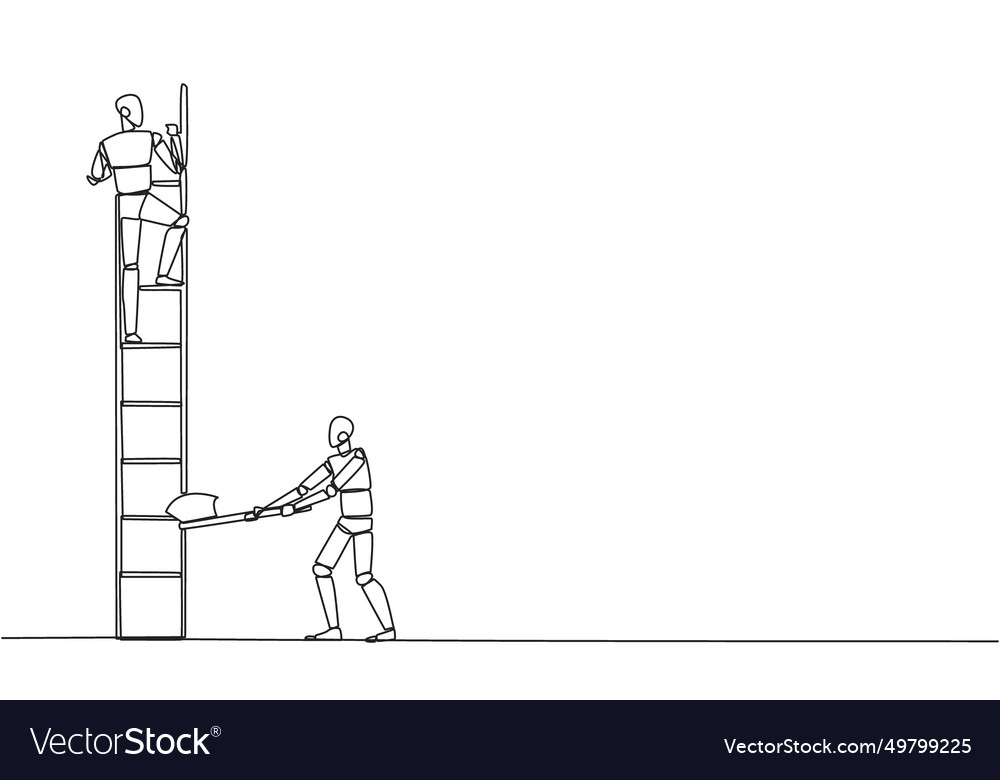 Single continuous line drawing smart robot climbs