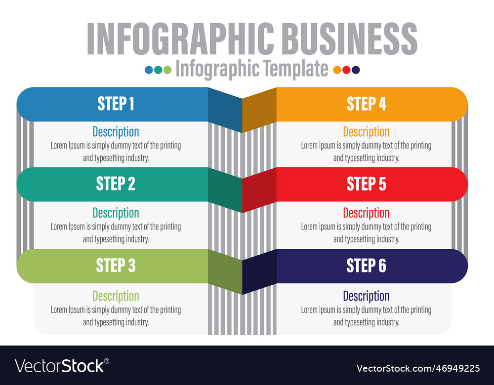 Six rectangle timeline steps or option workflow Vector Image Six rectangle timeline steps or option workflow