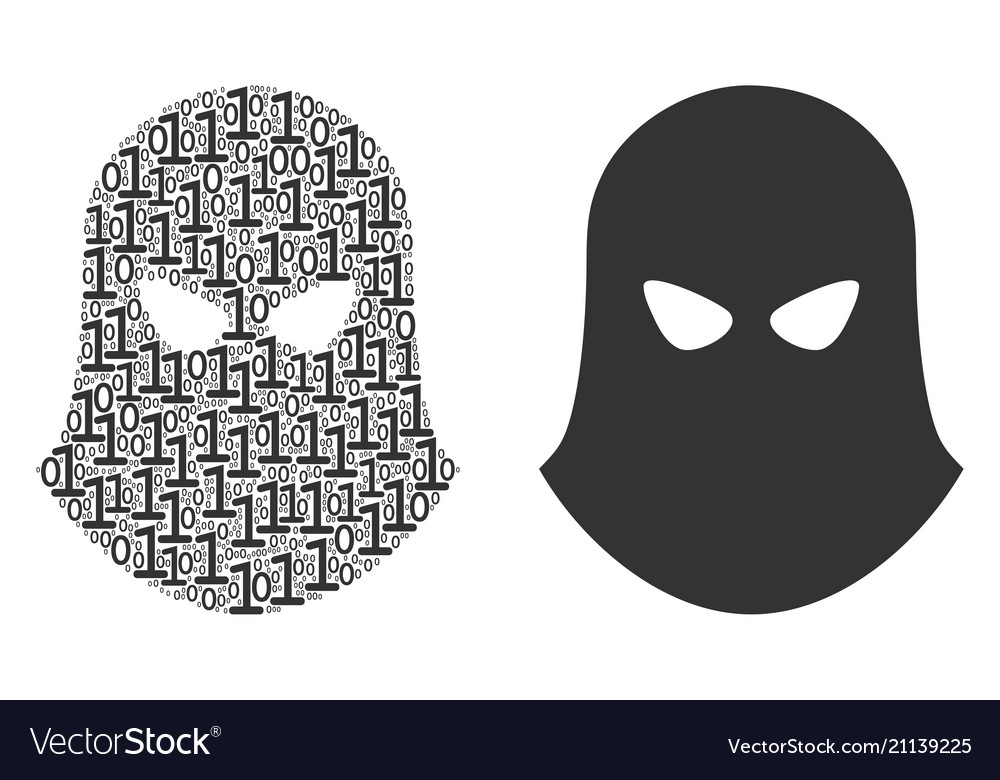 Terrorist balaklava composition of binary digits vector image Terrorist balaklava composition of binary digits