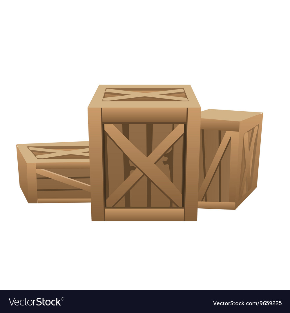 Three large wooden boxes for transportation Vector Image