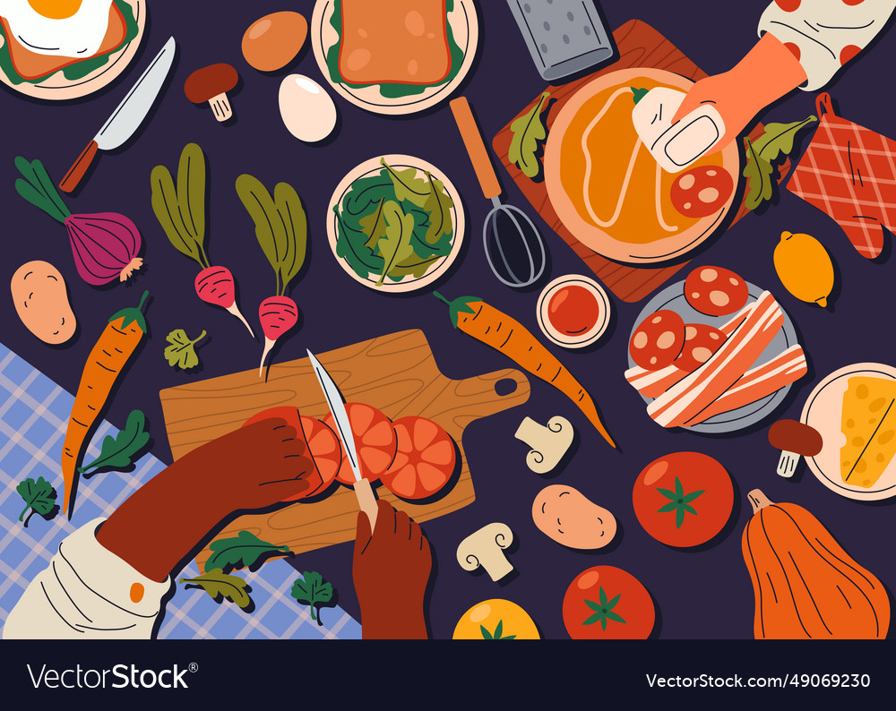 Background of food cooking top view sign Vector Image