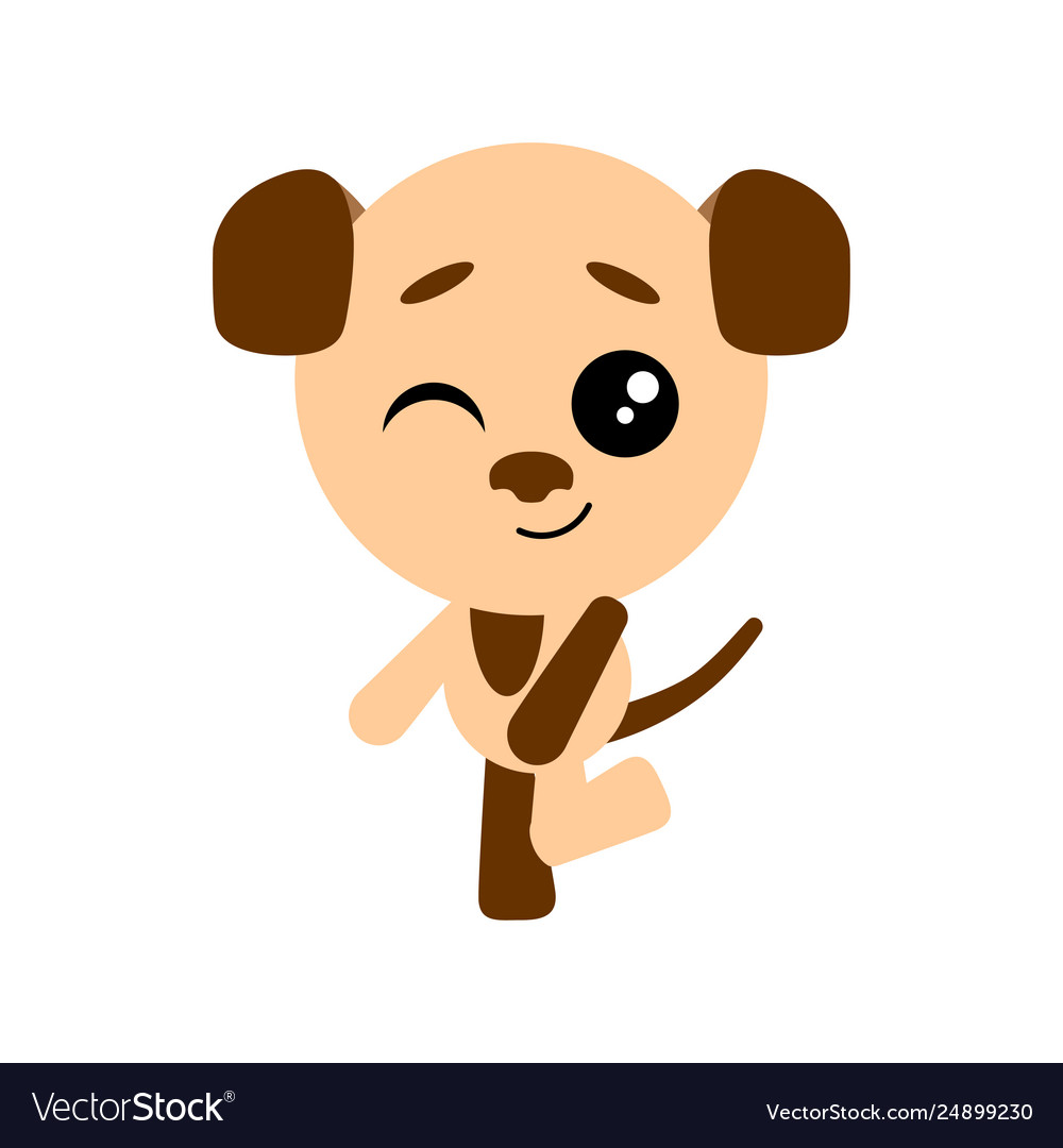 Cute dog winks white background flat