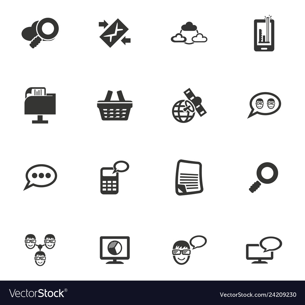 Data analytic and social network icons set vector image Data analytic and social network icons set