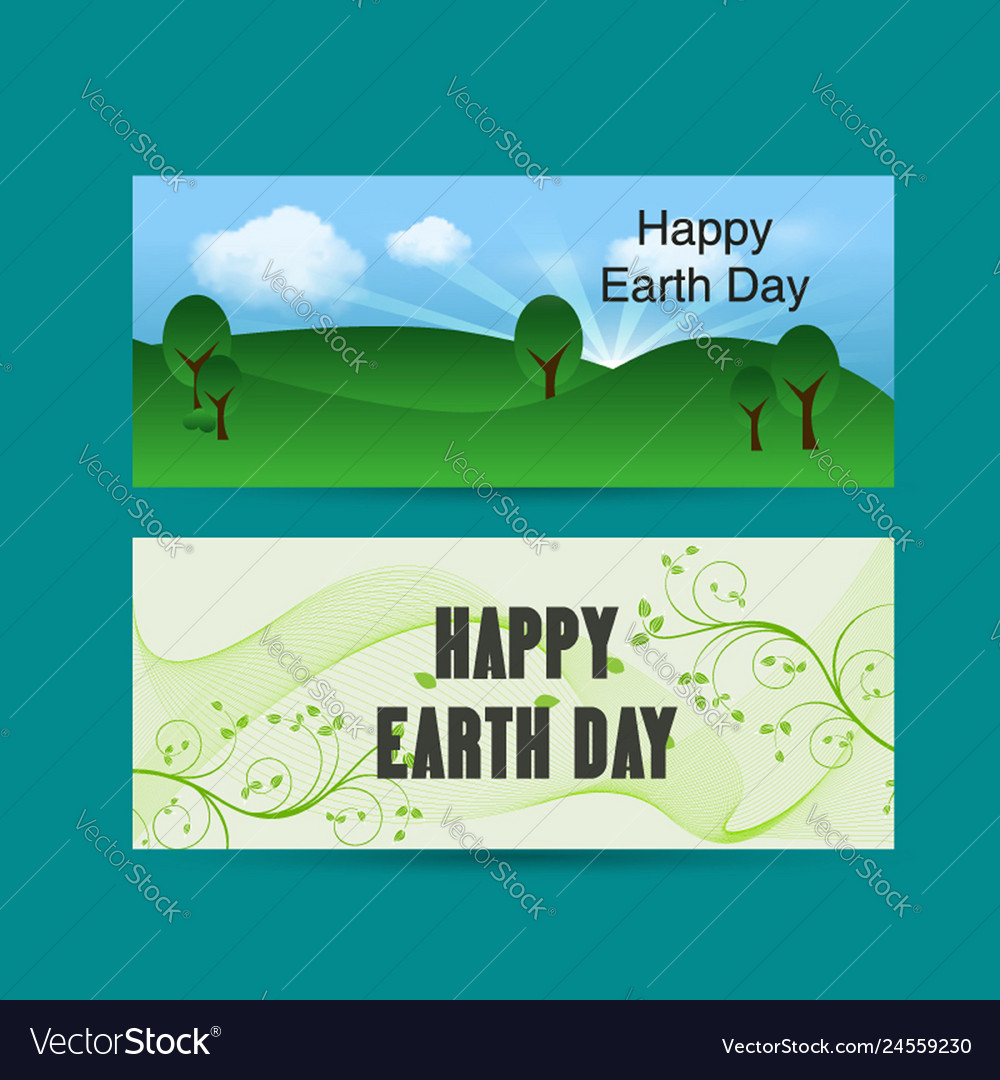 Earth day banner with nature and floral