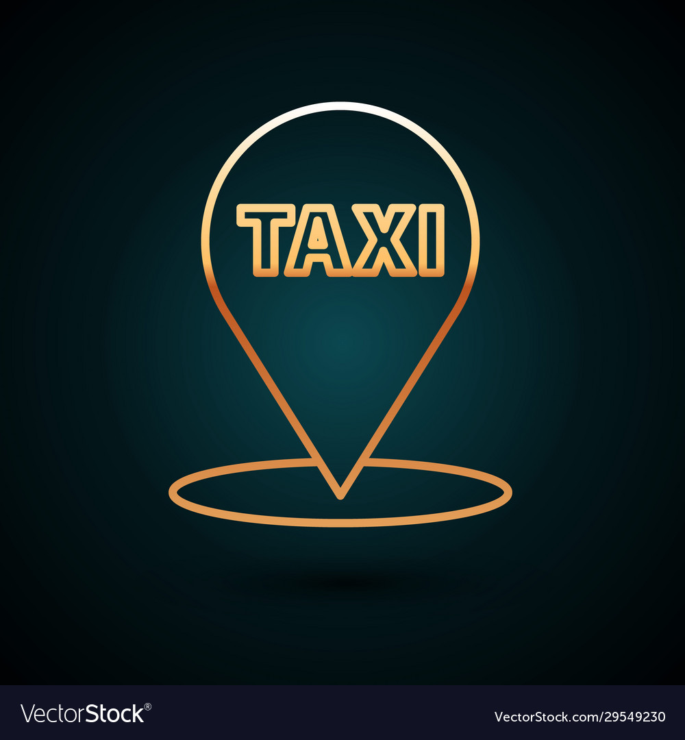 Gold line map pointer with taxi icon isolated vector image Gold line map pointer with taxi icon isolated