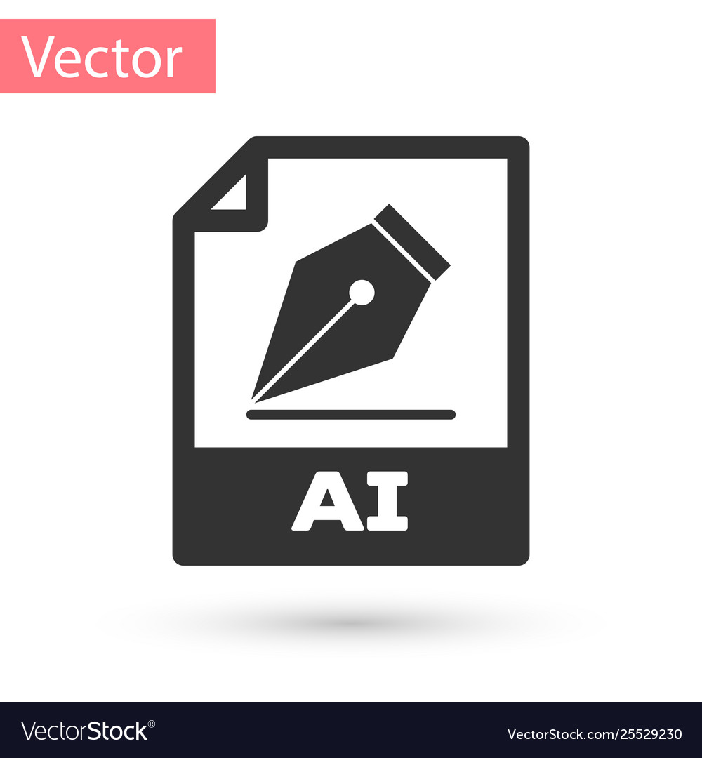 Grey ai file document icon download button vector image Grey ai file document icon download button