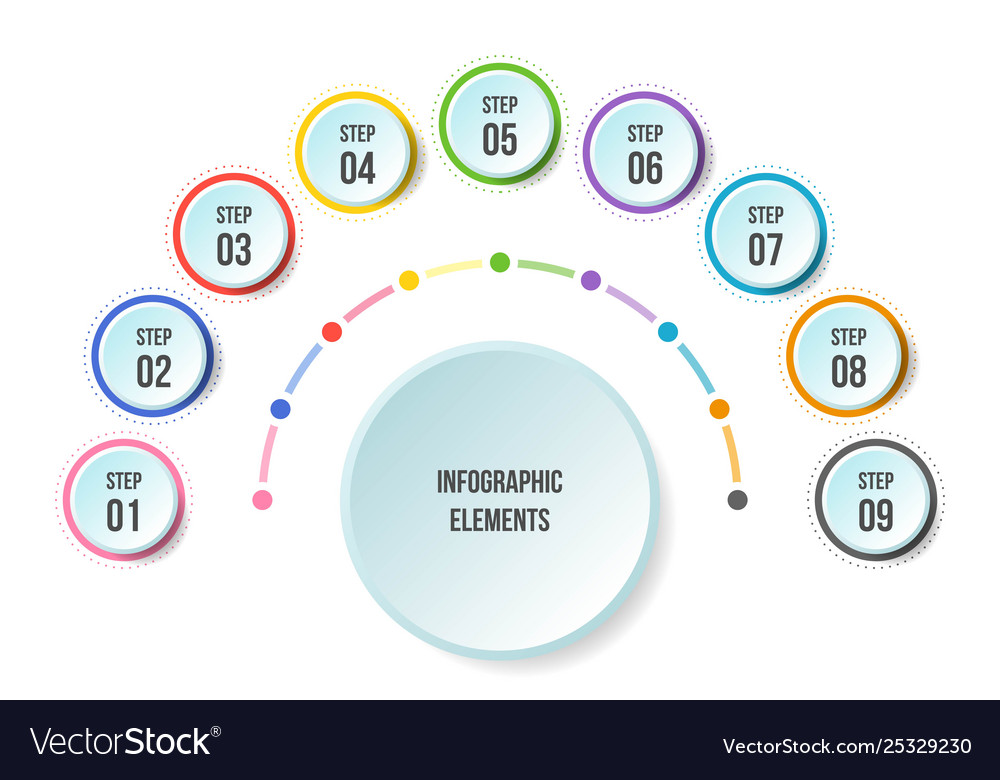 Half circle chart timeline infographic templates Vector Image