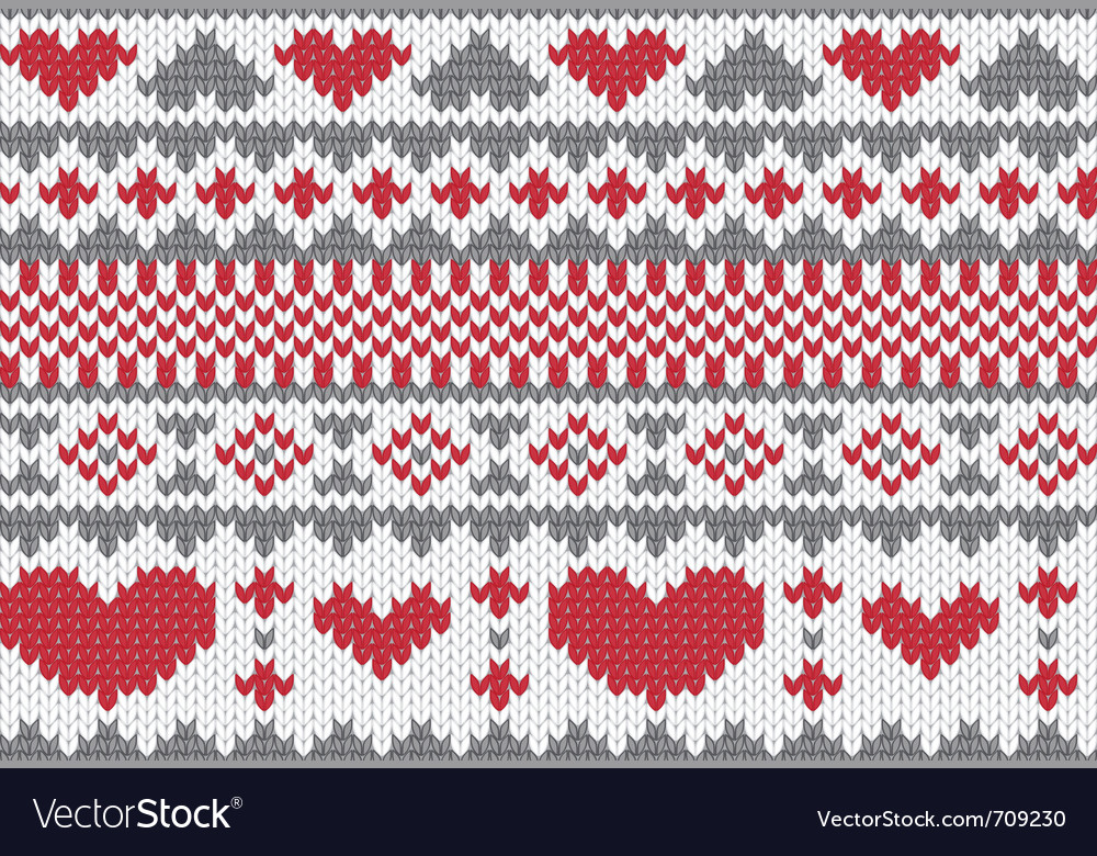 Knitted pattern with hearts