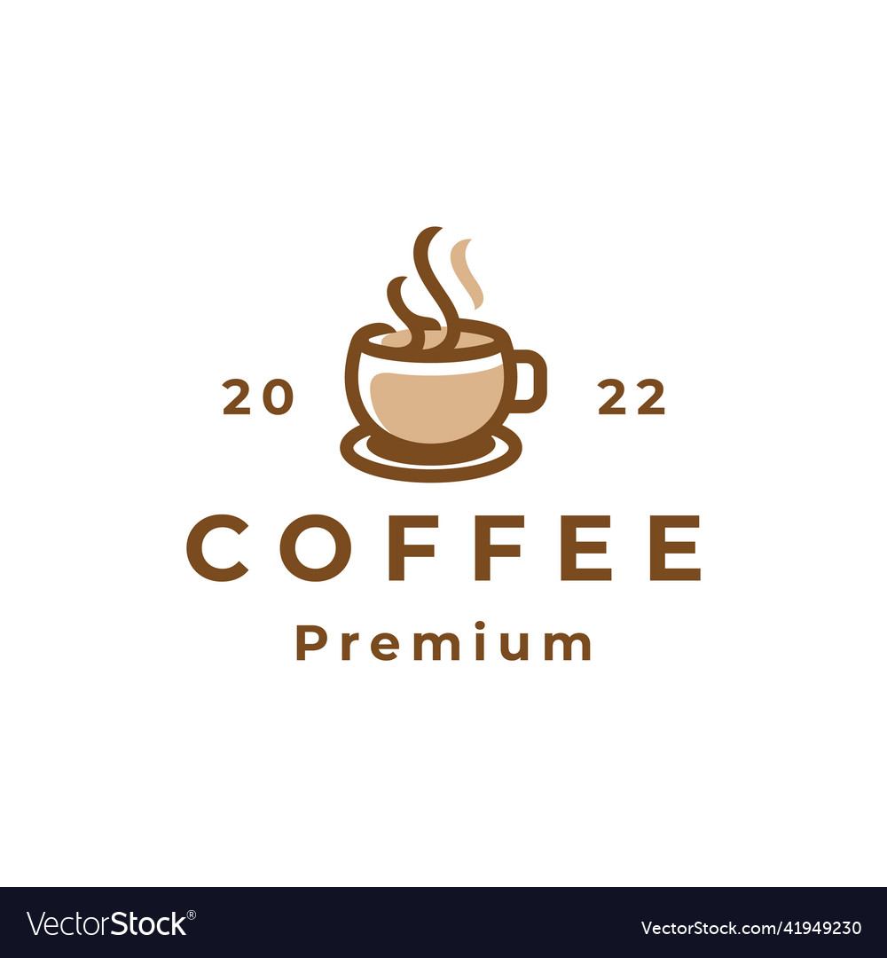 Line art mug for coffee logo icon design template