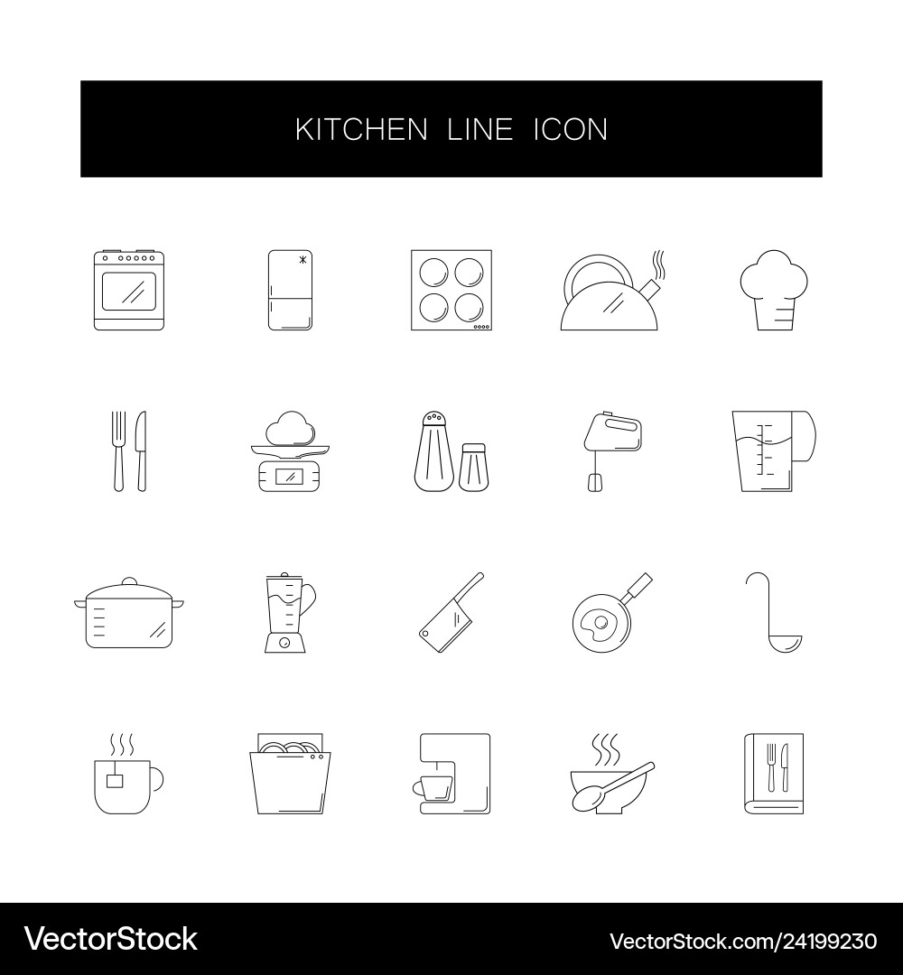 Line icons set kitchen pack Royalty Free Vector Image