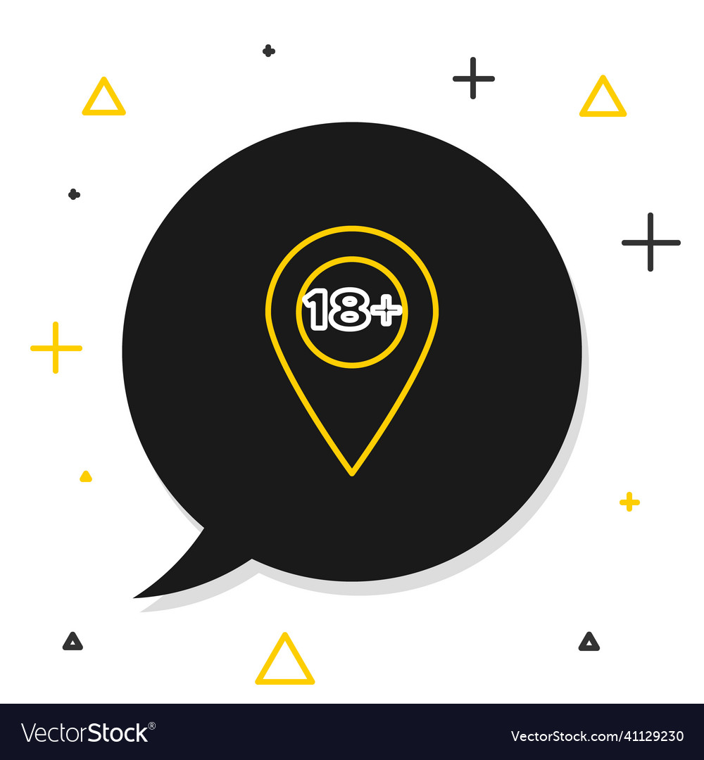 Linienkartenzeiger mit 18 plus Ikone isoliert vector image Linienkartenzeiger mit 18 plus Ikone isoliert