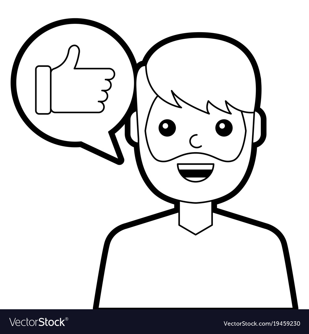 Man with hand like in speech bubble