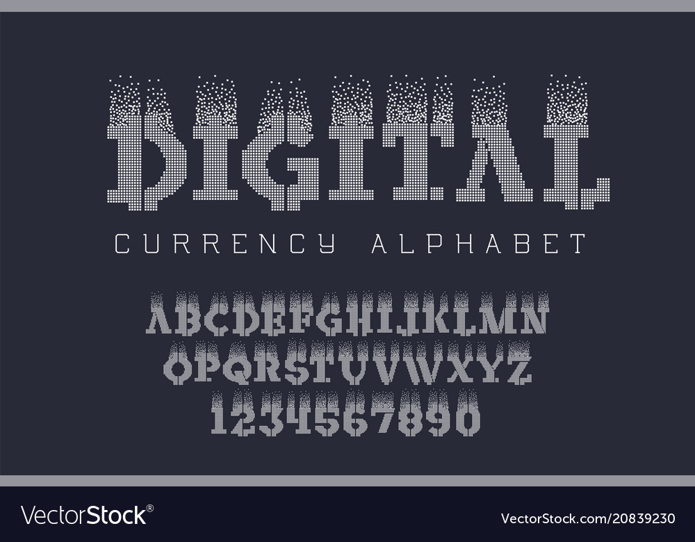 Pexel style lettering - electronic coin font Vector Image