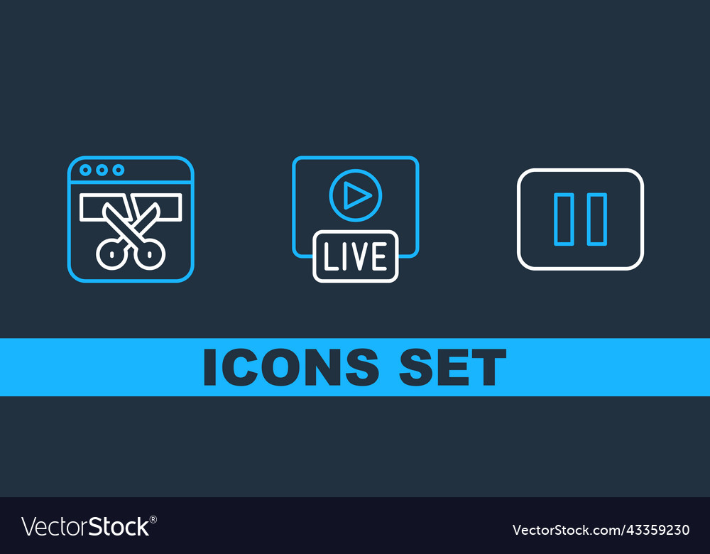 Set line pause button video recorder or editor vector image Set line pause button video recorder or editor