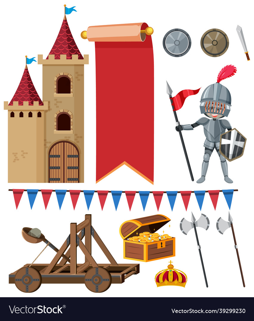 Set of medieval historical objects vector image Set of medieval historical objects