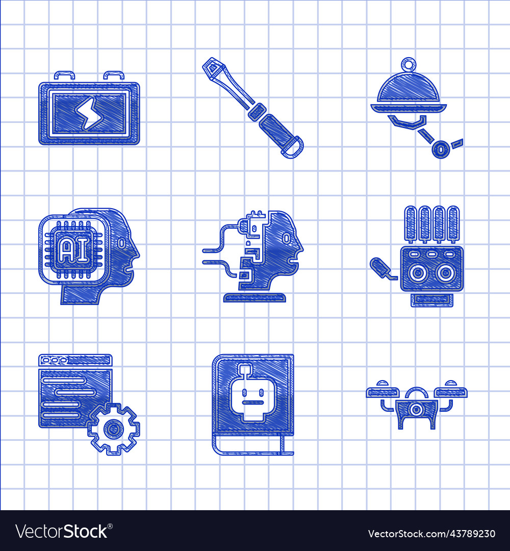 Set robot for maintenance user manual drone vector image Set robot for maintenance user manual drone