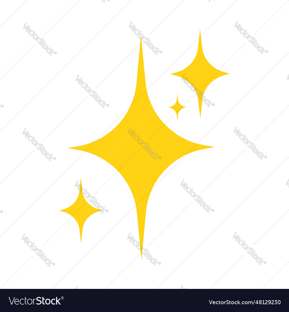 Yellow Glitter Stars Twinkling Sparkle Icon Vector Image