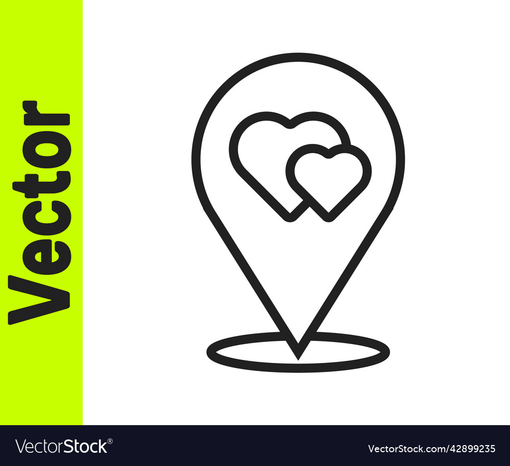 Black line map pointer with heart icon isolated vector image Black line map pointer with heart icon isolated