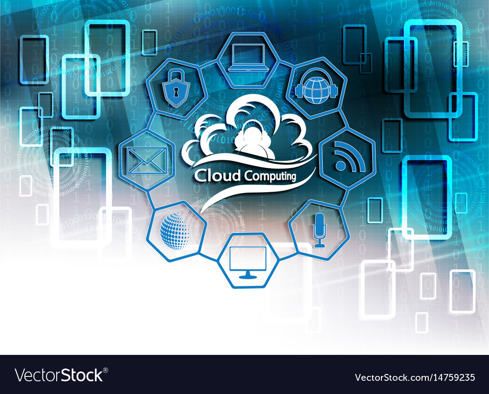 Blue background with computer cloud