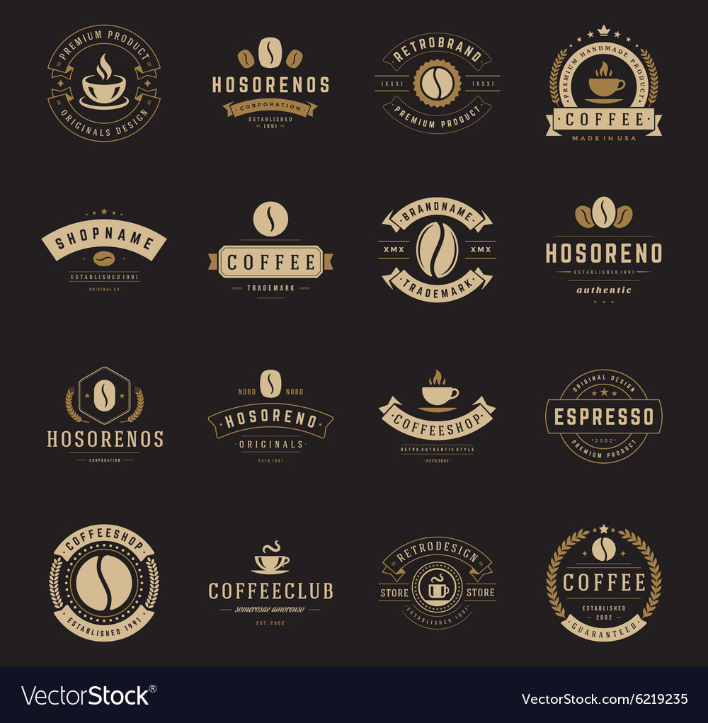 Coffee shop logos badges and labels design Vector Image