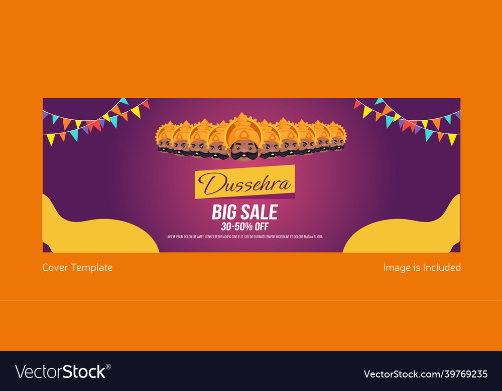 Cover page of dussehra big sale vector image Cover page of dussehra big sale