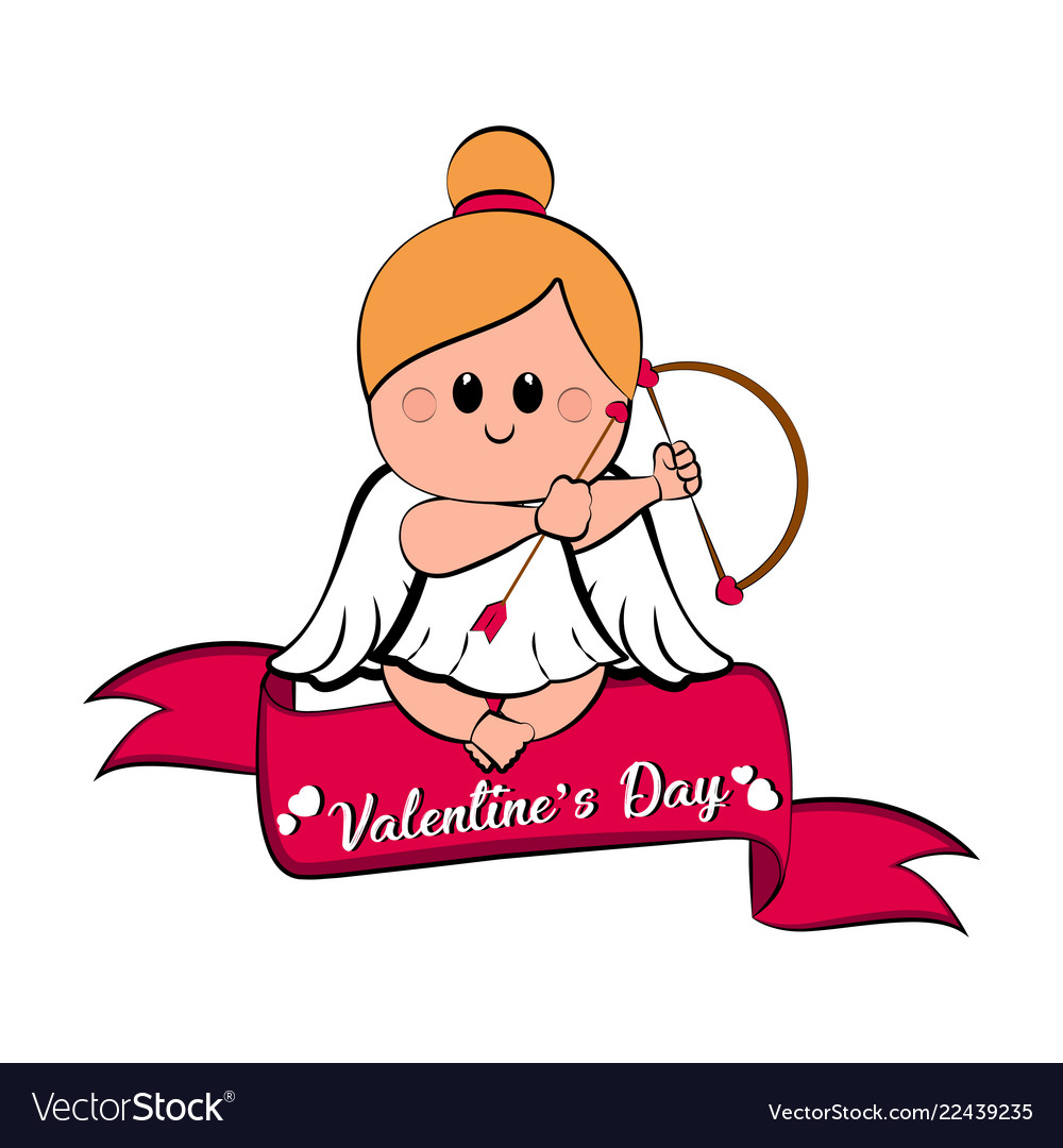 Cute cupid girl icon with bow and arrows Vector Image