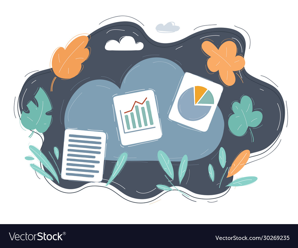Files in cloud storage remote work operation vector image Files in cloud storage remote work operation