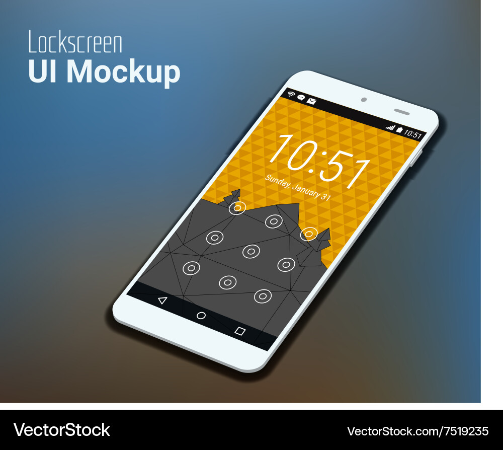 Lockscreen mobile ui smartphone mockup Royalty Free Vector
