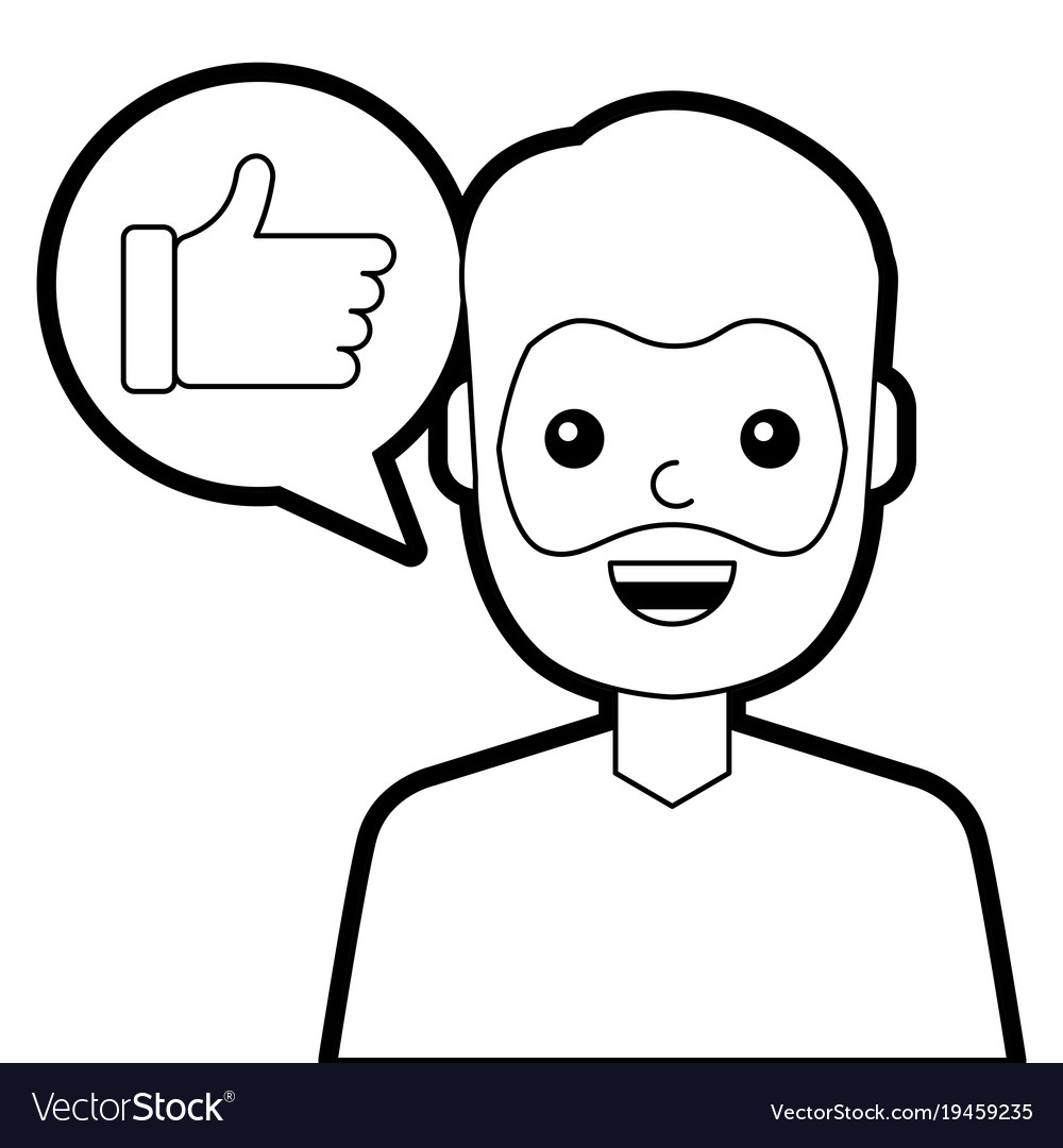 Man with hand like in speech bubble