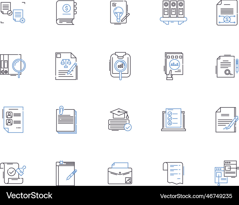 Reports outline icons collection Royalty Free Vector Image