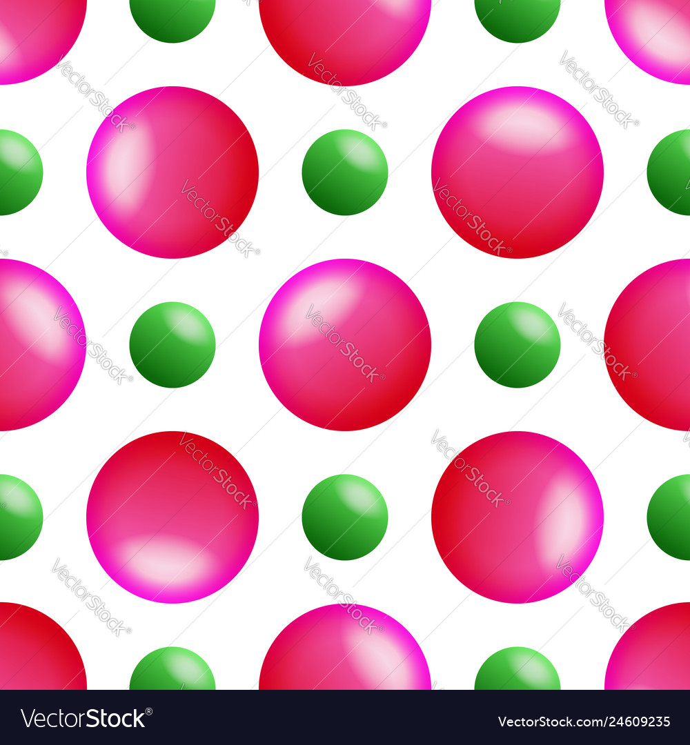 Seamless pattern with pink and green balls