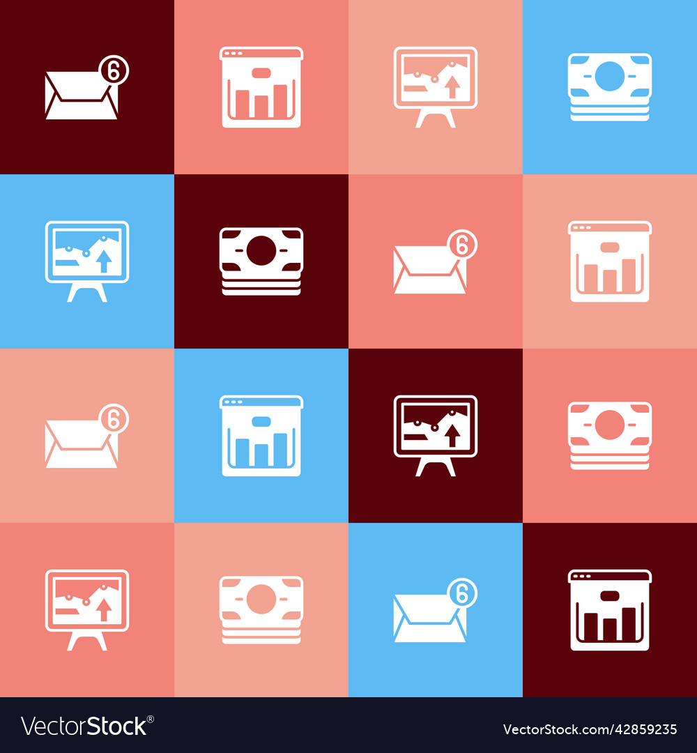 Set pop art mail and e-mail browser with stocks Vector Image Set pop art mail and e-mail browser with stocks