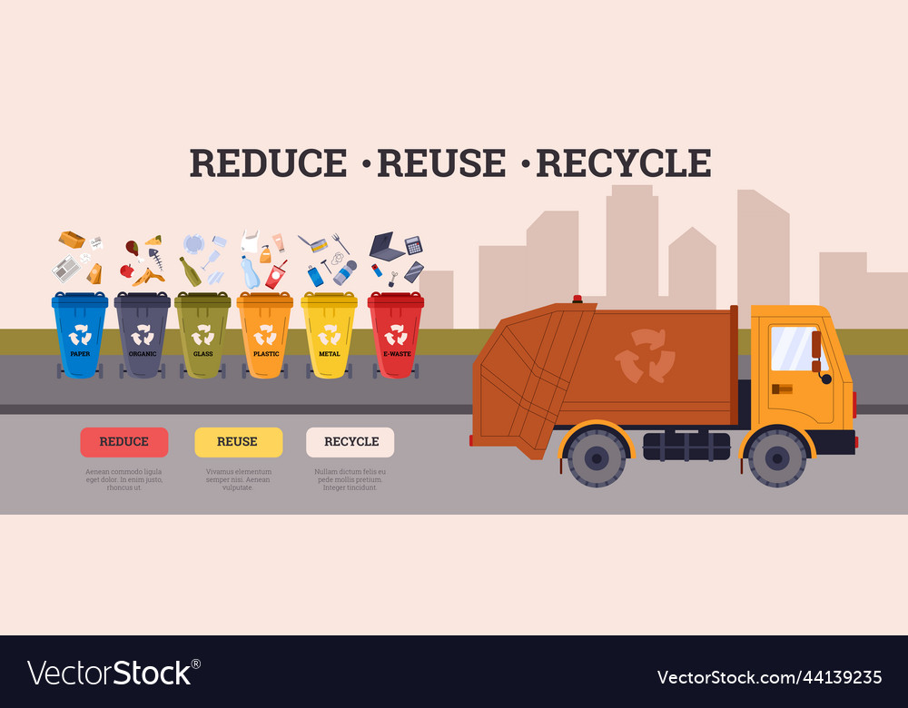 Website banner template about garbage sorting flat vector image Website banner template about garbage sorting flat