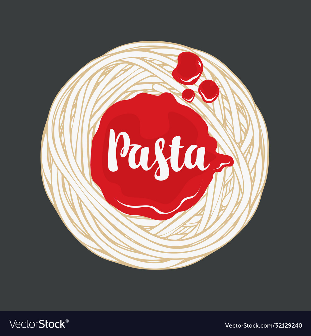 Banner with cooked pasta ketchup and inscription Vector Image