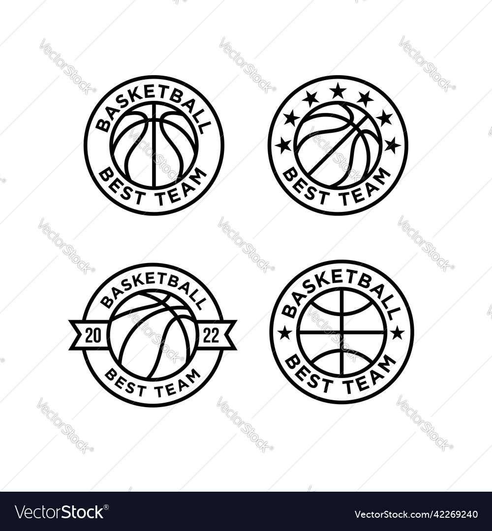 Basketball league badge sport logo Royalty Free Vector Image