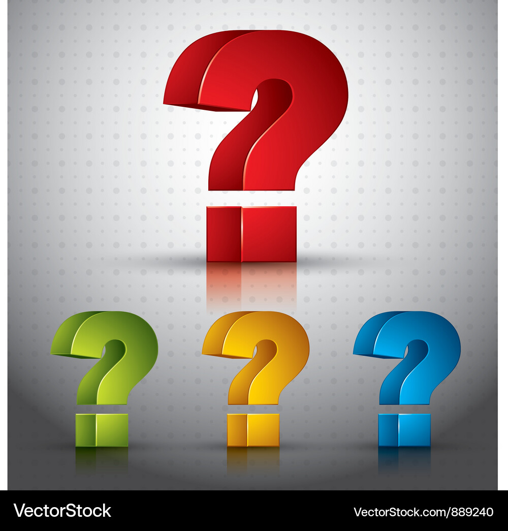Colorful 3D Question Mark Icon Set Royalty Free Vector Image