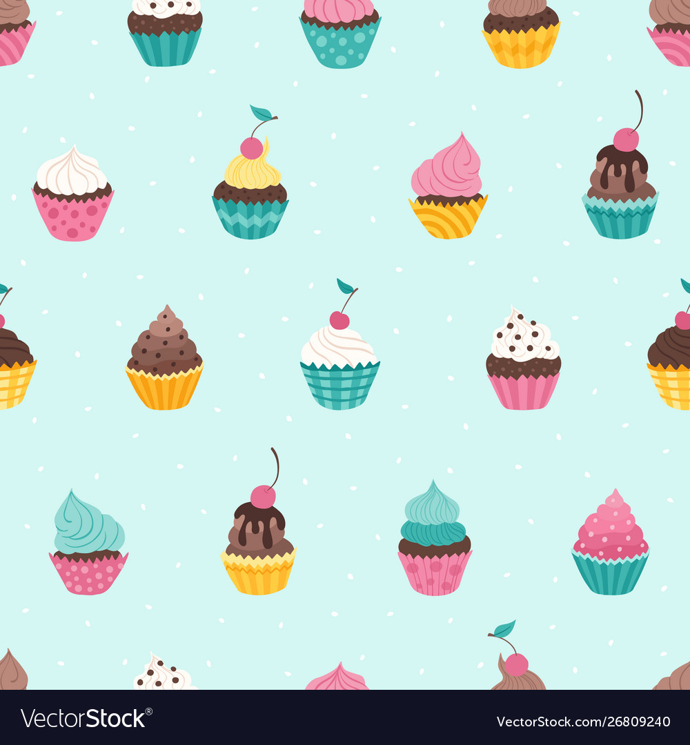 Cupcakes seamless pattern