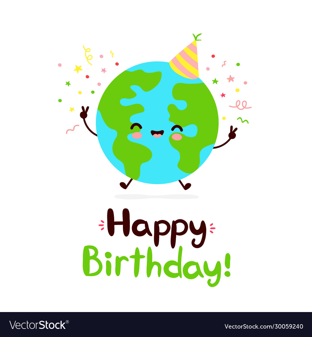 Cute Happy Smiling Earth Planet Royalty Free Vector Image