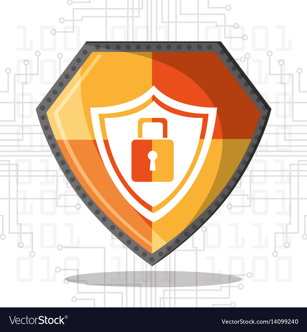 Cyber security shield protection padlock data