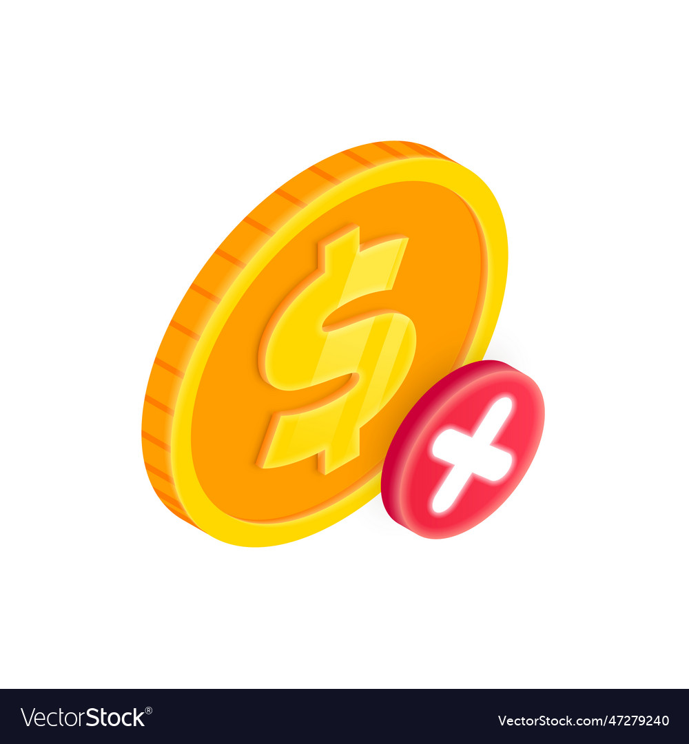 Failed payment 3d icon isometric gold