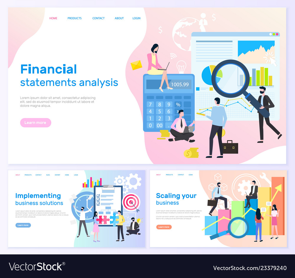 Financial Statements Business Solutions Banners Vector Image