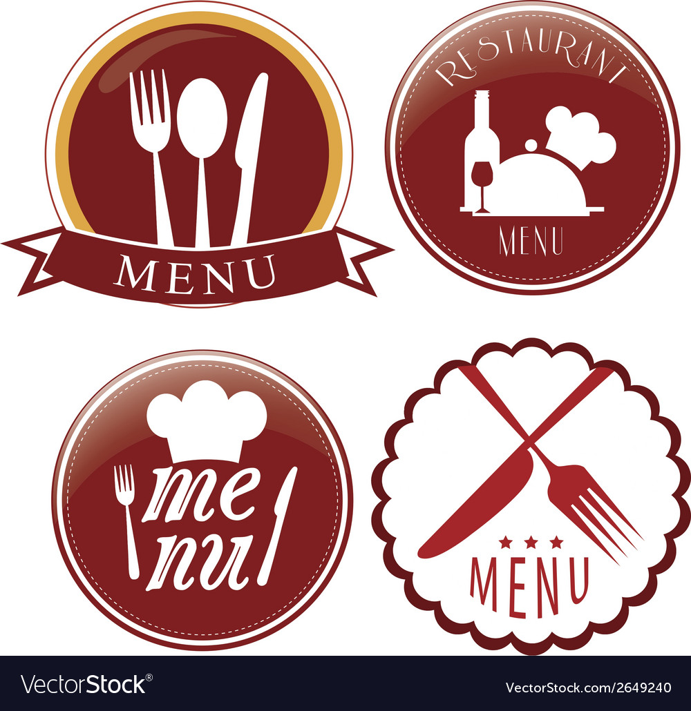 Four different menu icon with colors and text Vector Image