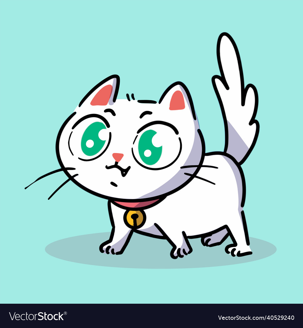 Gorgeous white kitten character doodle