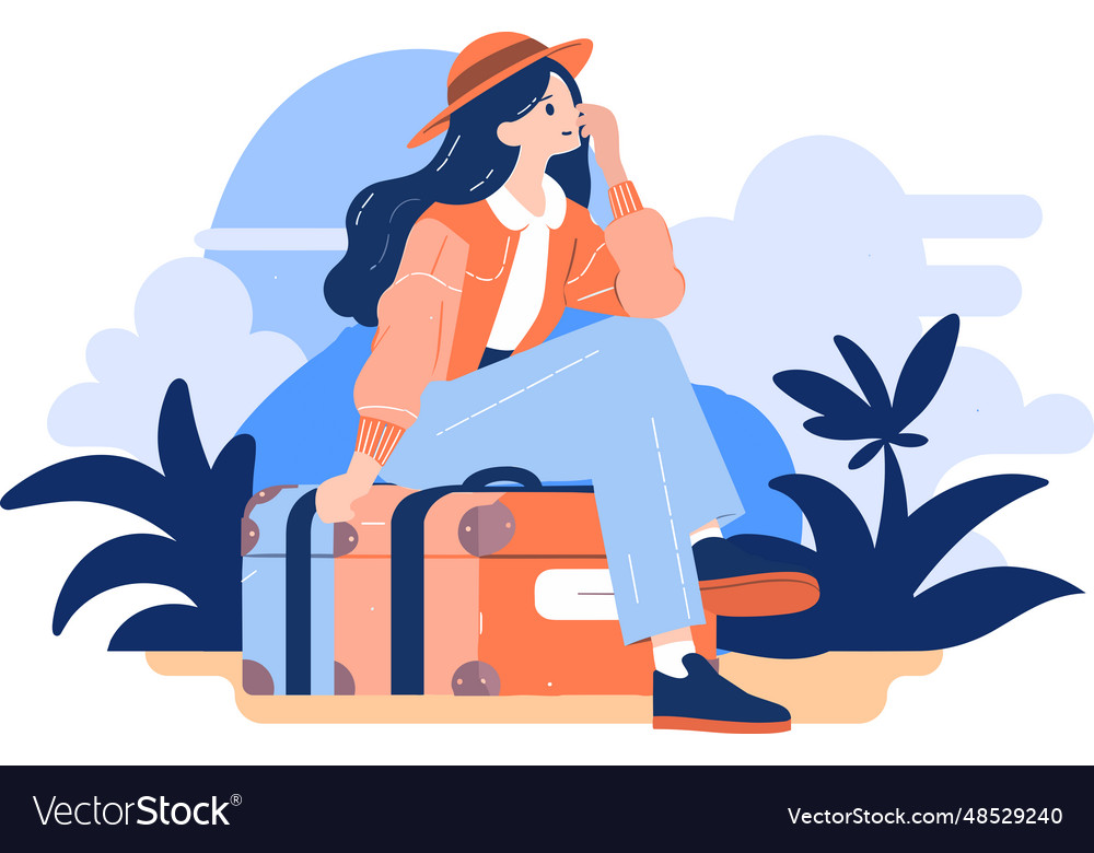 Hand drawn tourists relaxing by the sea Royalty Free Vector