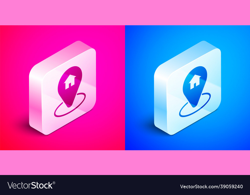 Isometric map pointer with house icon isolated vector image Isometric map pointer with house icon isolated