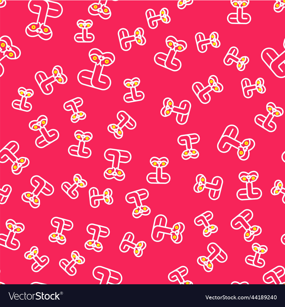 Line snake icon isolated seamless pattern on red